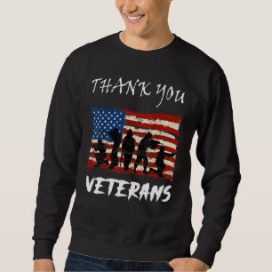 Sweatshirt Drapeau américain Merci patriotique vétérans Fière