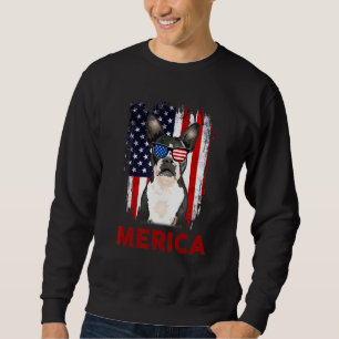 Sweatshirt Drapeau américain patriotique Boston Terrier Meric