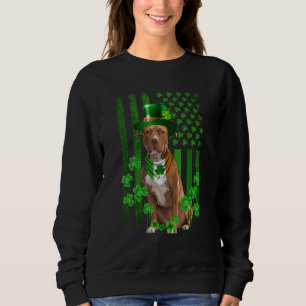 Sweatshirt Drapeau Américain Pitbull Terrier Chapeau Irlandai