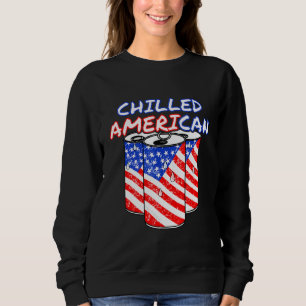 Sweatshirt Drapeau américain réfrigéré Cold Beer 4 juillet
