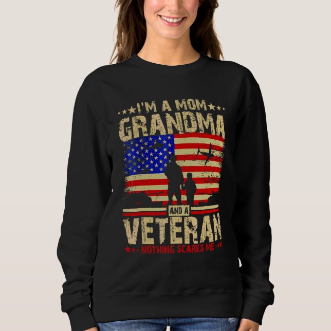 Sweatshirt Drapeau Américain Rien N'A Peur Une Maman Grand-Mè (Devant)