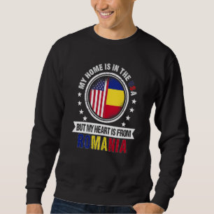Sweatshirt Drapeau américain roumain Cœur de Roumanie América