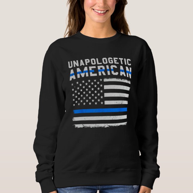 Sweatshirt Drapeau américain sans excuses Mince Ligne Bleue P (Devant)