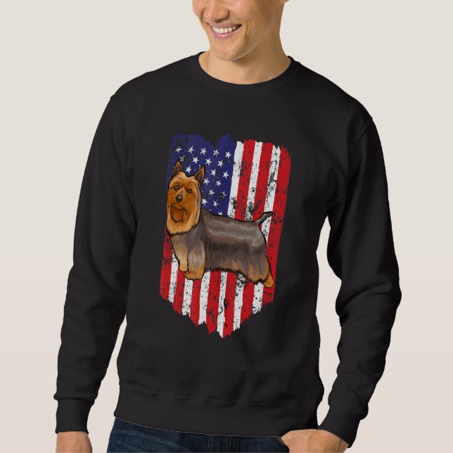 Sweatshirt Drapeau américain Silky Terrier 4 juillet Usa (Devant)