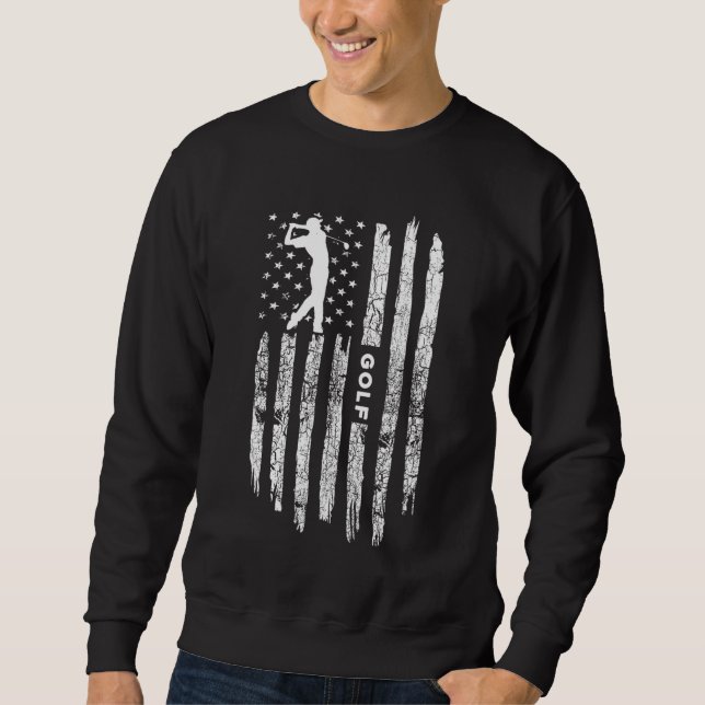 Sweatshirt Drapeau américain Vêtements de golf - Golfer Vinta (Devant)