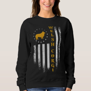 Sweatshirt Drapeau américain vintage Amour Welsh Corgi Chien