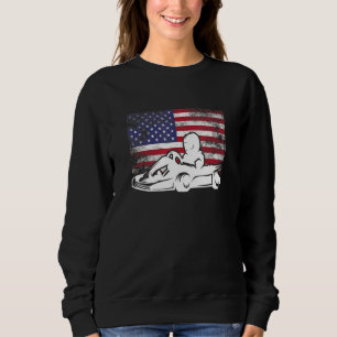 Sweatshirt Drapeau américain vintage en détresse Go Kart Amér