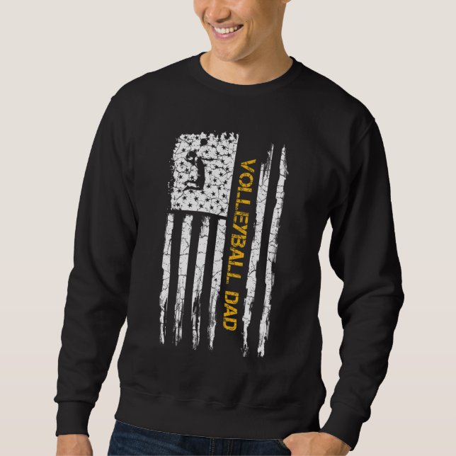 Sweatshirt Drapeau américain vintage Fier Volley Papa Sil (Devant)