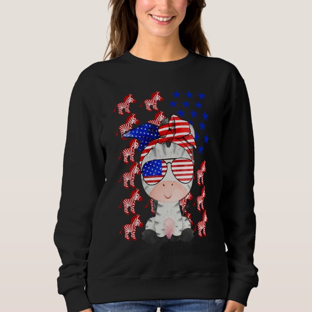 Sweatshirt Drapeau américain Zebra 4 juillet patriotique (Devant)