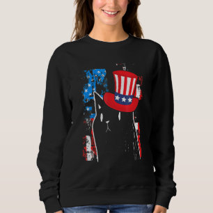 Sweatshirt Drapeau Black Cat Usa Chat Patriotique Kitten Amer