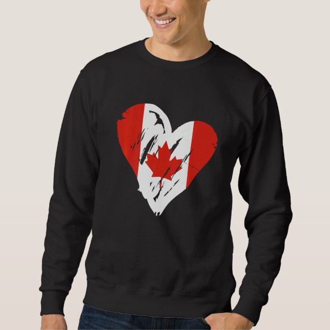 Sweatshirt Drapeau Canada Coeur rétro Feuille d'érable canadi (Devant)