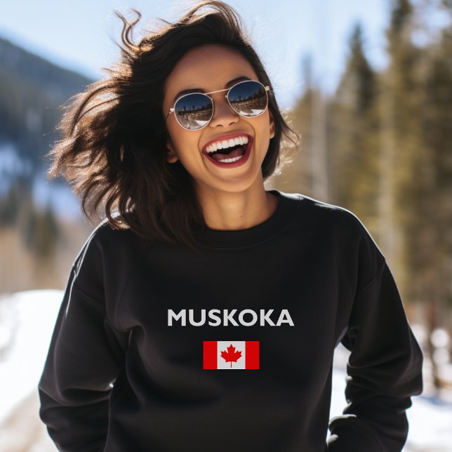 Sweatshirt Drapeau canadien Muskoka Canada Couleur foncée (Créateur téléchargé)