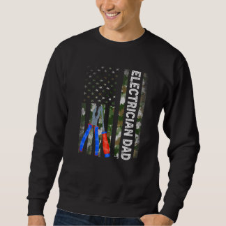 Sweatshirt Drapeau Cool américain Camouflage Electricien Papa