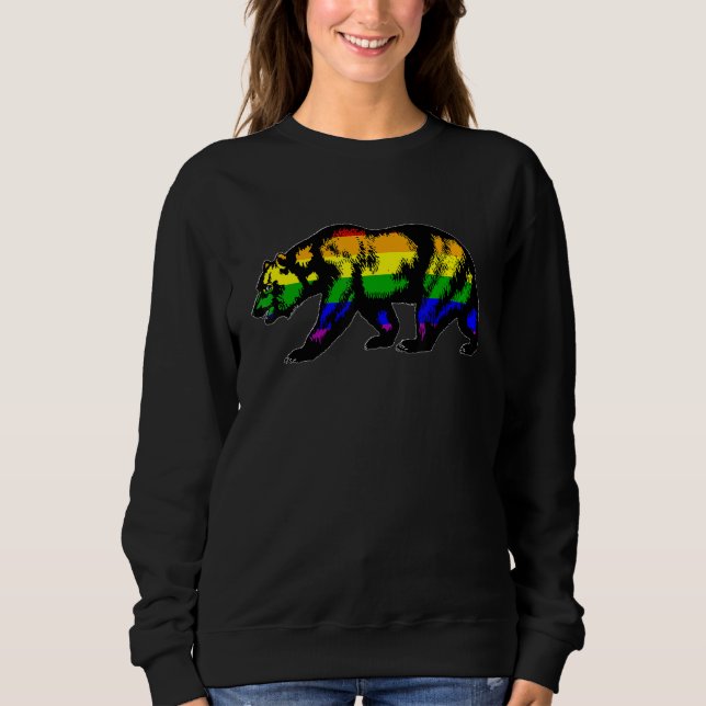 Sweatshirt Drapeau de Californie Ours Gay pride Rainbow Cali  (Devant)