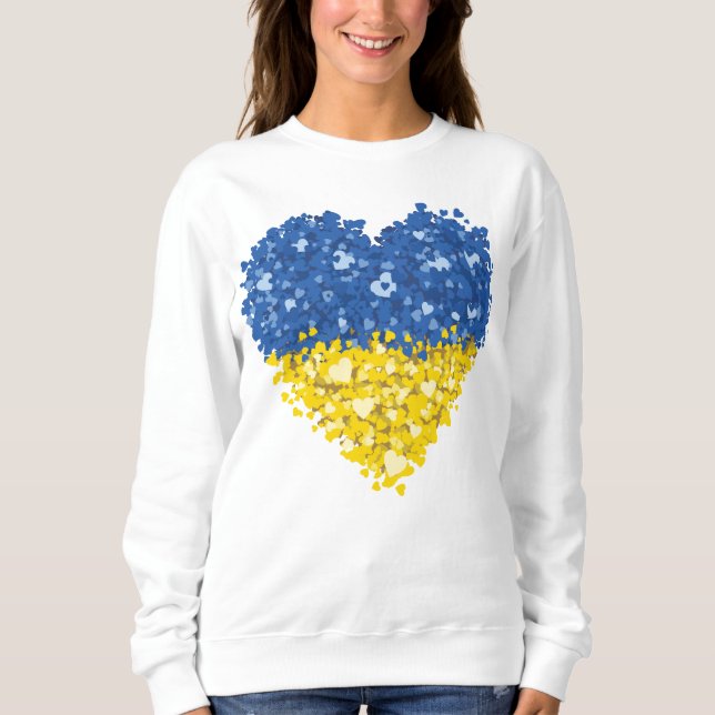 Sweatshirt Drapeau de coeur Ukraine, Drapeau de coeur ukraini (Devant)