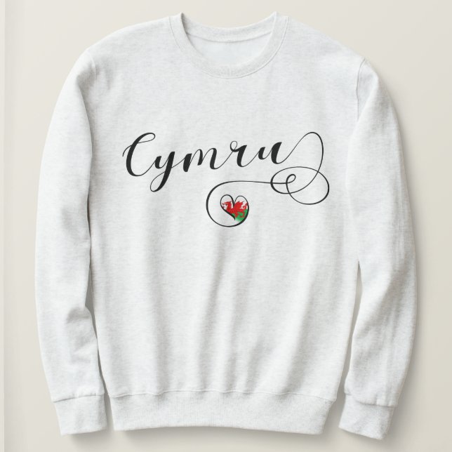 Sweatshirt Drapeau De Cymru Wales En Coeur (Design devant)