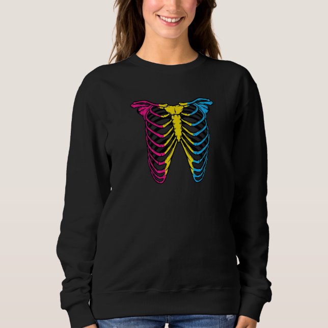 Sweatshirt Drapeau de la fierté transexuelle Squelette Ribs R (Devant)