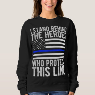 Sweatshirt Drapeau de la Ligne Bleue Mince - Héros de la poli