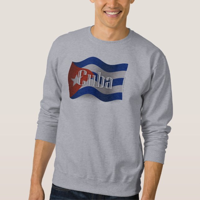 Sweatshirt Drapeau de ondulation du Cuba (Devant)