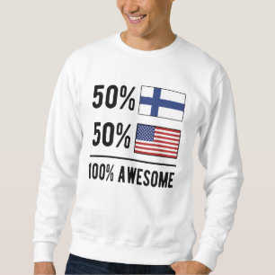 Sweatshirt Drapeau demi-finlandais demi-américain Finlande 