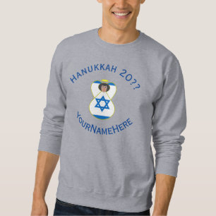 Sweatshirt Drapeau d'Israël Ange Hanukkah Bleu Personnaliser 