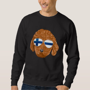 Sweatshirt Drapeau finlandais Poche Marron Chien Caniche Finl