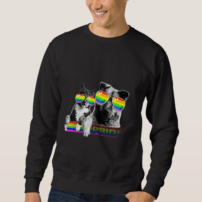 Sweatshirt Drapeau Gay pride Chien Et Chat Lunettes de soleil (Devant)