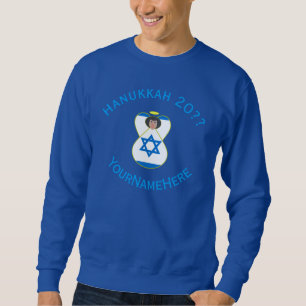 Sweatshirt Drapeau israélien d'ange de Hanukkah bleu personna
