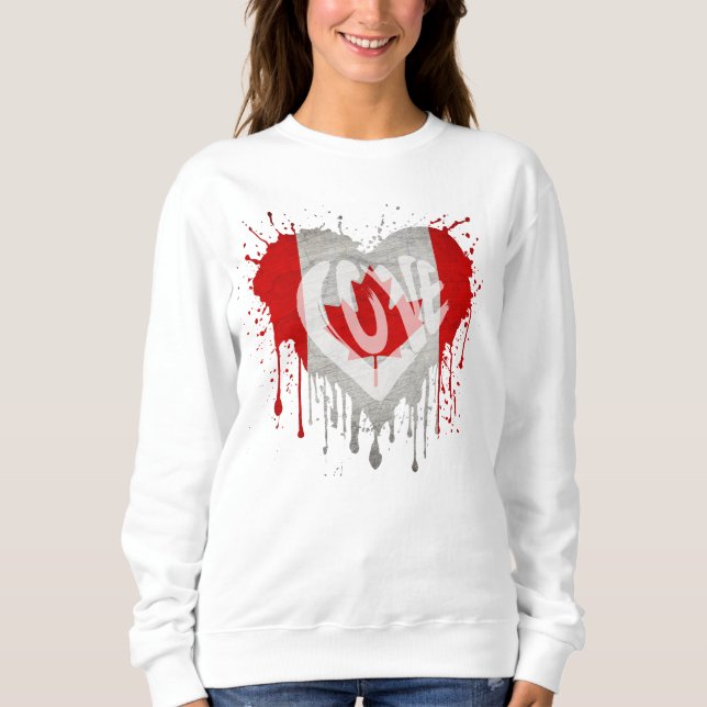 Sweatshirt Drapeau J'aime Canada (Devant)