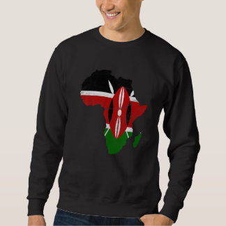Sweatshirt Drapeau Kenya Afrique Contour du Continent Cadeau
