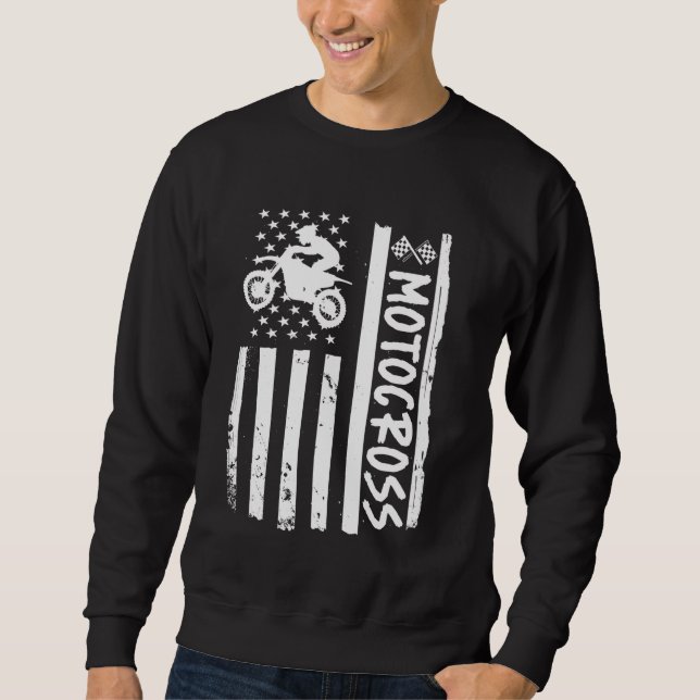 Sweatshirt Drapeau Motocross Usa (Devant)