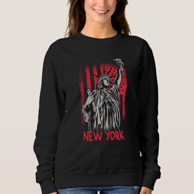 Sweatshirt Drapeau New York NY Statue de Liberty USA Amérique (Devant)