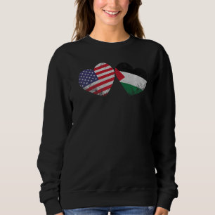 Sweatshirt Drapeau Palestinien Américain Famille Patriotique
