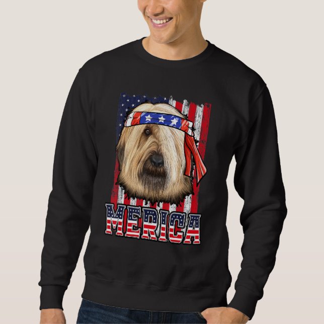 Sweatshirt Drapeau patriotique 4 juillet chien de Briard Meri (Devant)