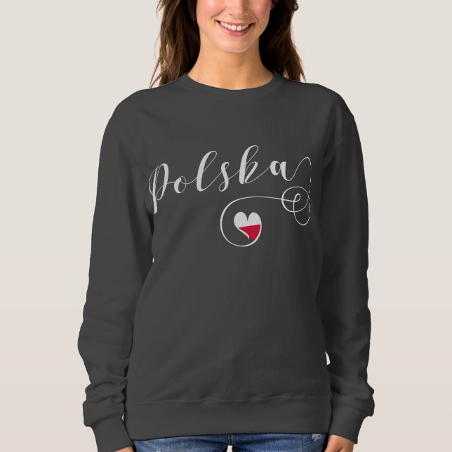 Sweatshirt Drapeau polonais au coeur, Pologne Polska (Devant)