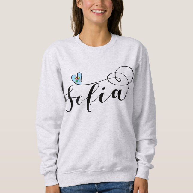 Sweatshirt Drapeau Sofia, Je Coeur Sofia, Bulgarie (Devant)