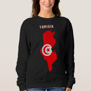 Sweatshirt Drapeau Tunisien Intérieur Carte De Tunisie Tee