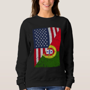 Sweatshirt Drapeau USA moitié Drapeau Portugal moitié América