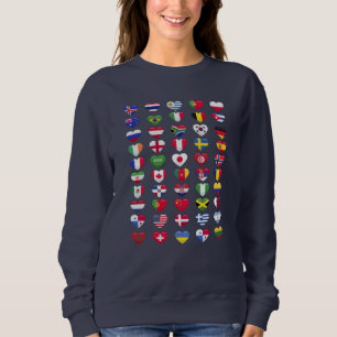 Sweatshirt Drapeaux de la forme cardiaque des pays