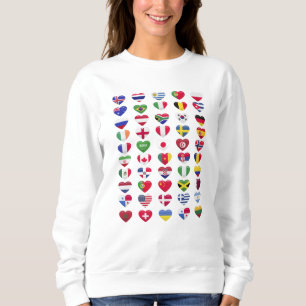 Sweatshirt Drapeaux de la forme cardiaque des pays