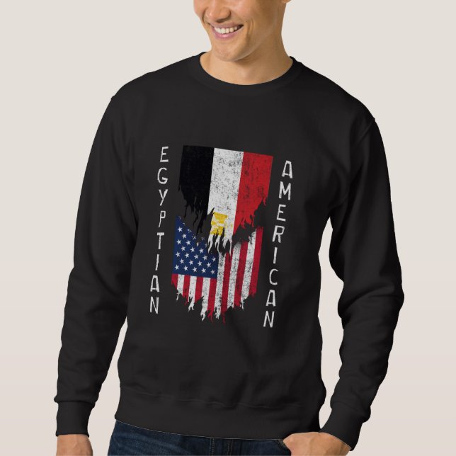 Sweatshirt Drapeaux égyptiens américains arrachés Égypte (Devant)