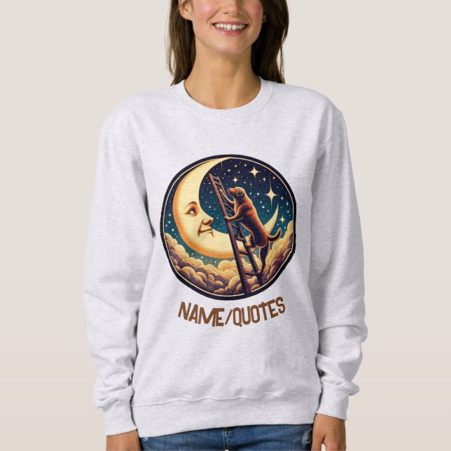 Sweatshirt Dreamy Moon & Dog Climbing Ladder (Devant)