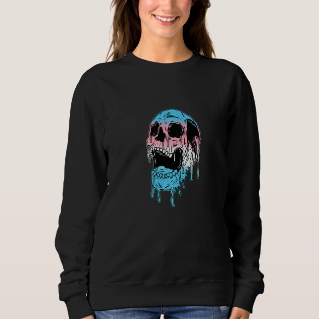 Sweatshirt Dripping Trans Pride Skull Transgender LGBT Premiu (Devant)