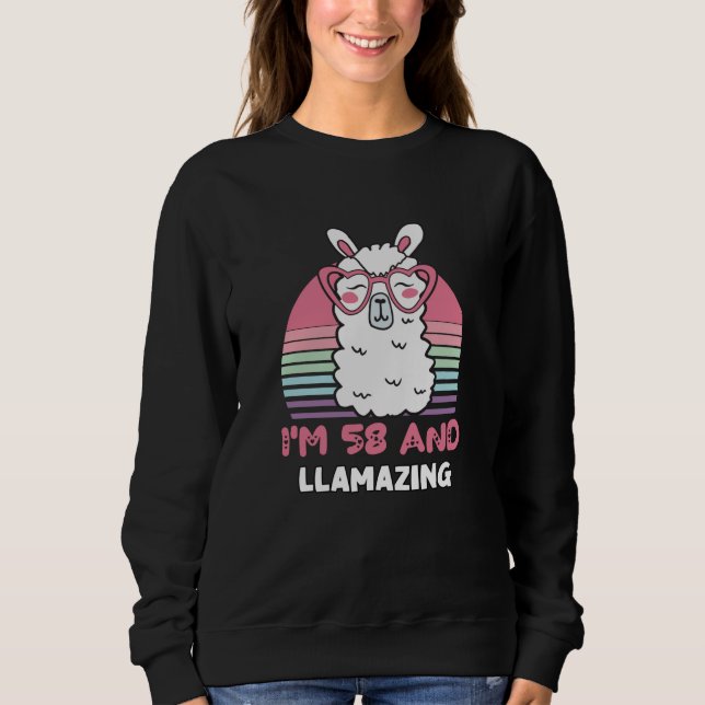 Sweatshirt Drôle Adorable Llama Cadeau 58e Anniversaire Pour  (Devant)