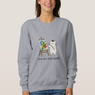 Sweatshirt Drôle Artiste Doodle Chat Avec Conception De Pince