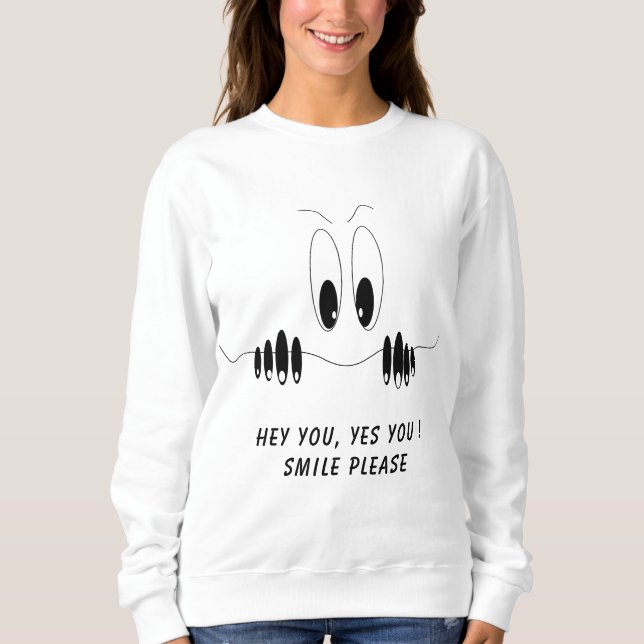 Sweatshirt drôle avec yeux de curiosité - Smile (Devant)