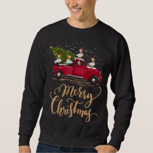 Sweatshirt Drôle Canard conduisant Arbre de Noël Camion Rouge