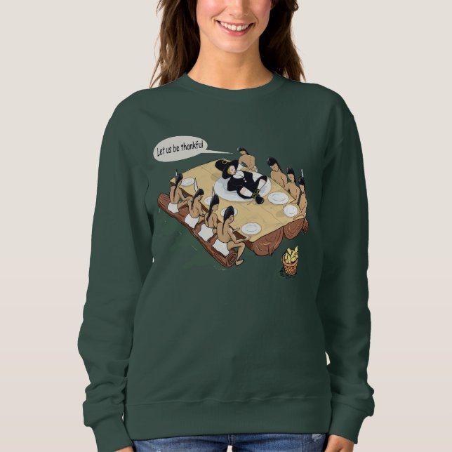 Sweatshirt Drôle Caricature Amérindienne Thanksgiving (Devant)