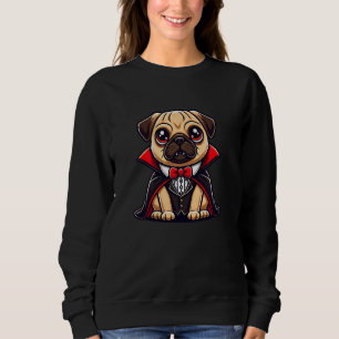 Sweatshirt Drôle Carlin Dracula Vampire Chien Halloween Costu