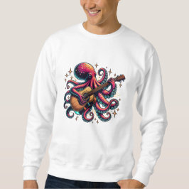 Sweatshirt Drôle Cartoon Octopus Jouer de la guitare